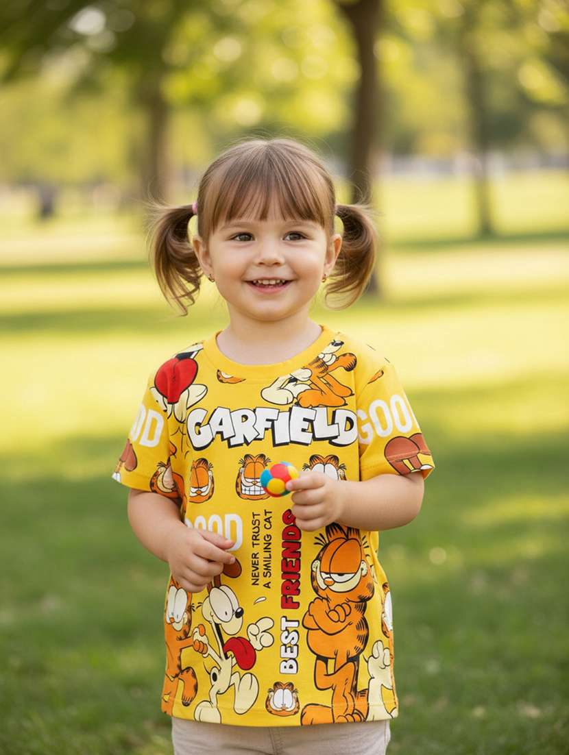 girl yellow cotton tops top