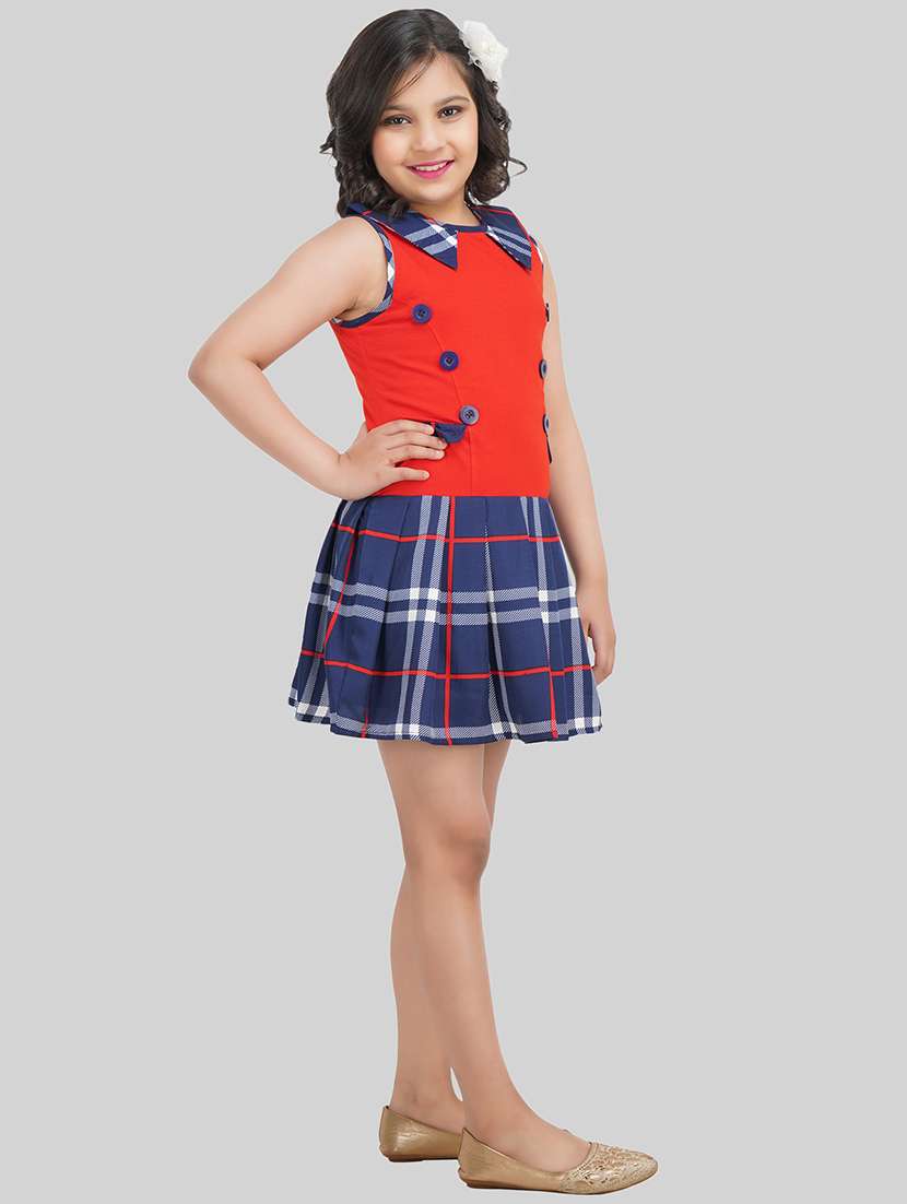 Girls Red Polyester Fit & Flare Dress - 22473724 -  Standard Image - 3