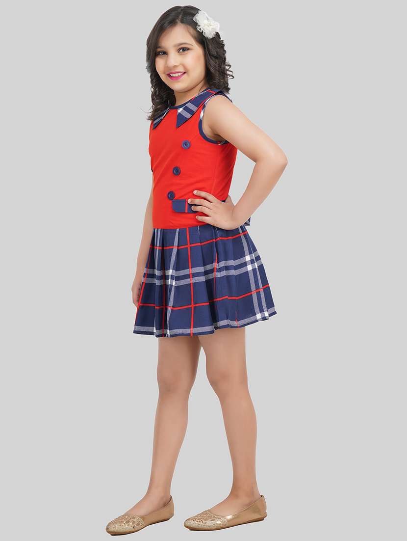 Girls Red Polyester Fit & Flare Dress - 22473724 -  Standard Image - 5