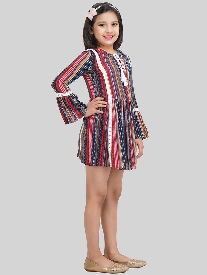 girl multi colored viscose fit & flare dress - 22473731 -  Standard Image - 3