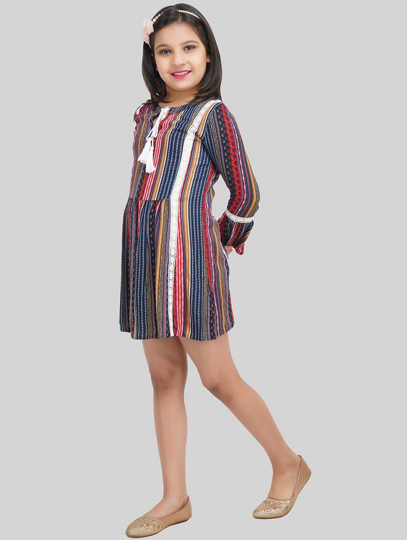 girl multi colored viscose fit & flare dress - 22473731 -  Standard Image - 5