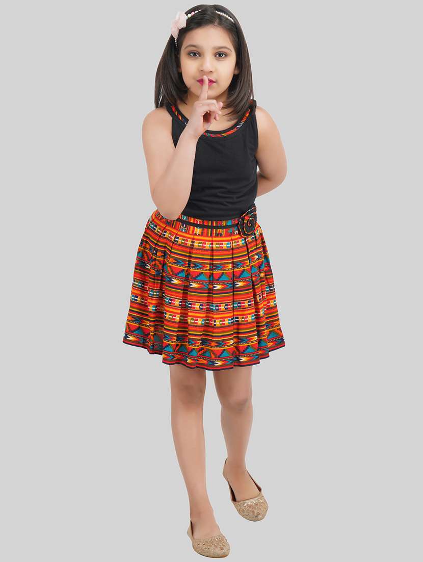 girls multi colored viscose fit & flare dress - 22473732 -  Standard Image - 3