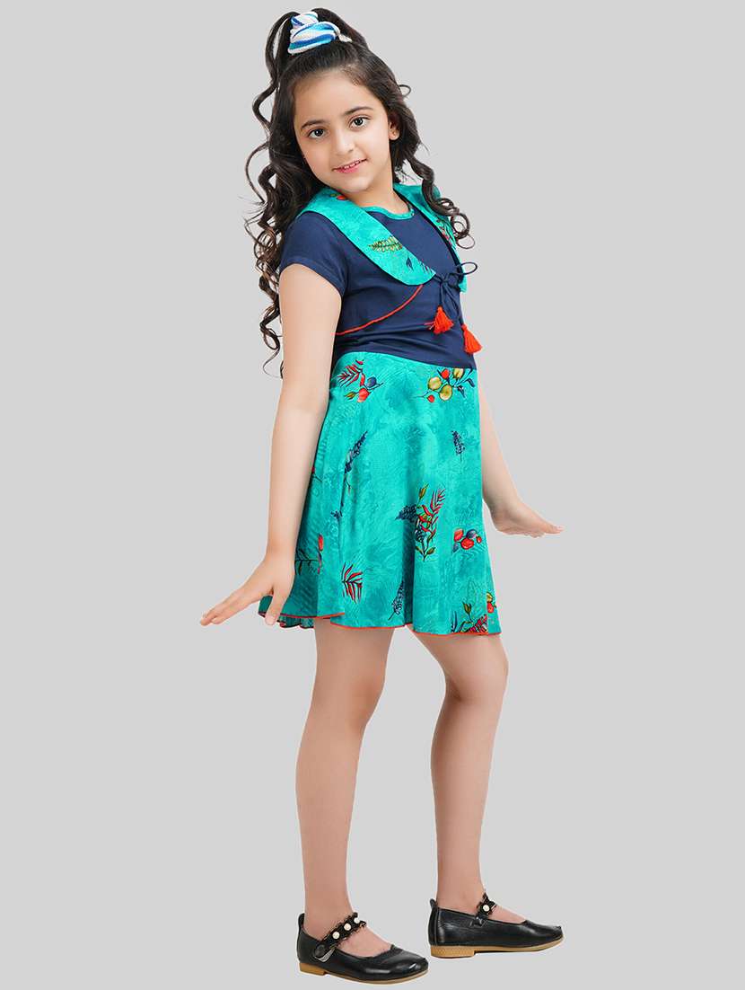 girl green viscose a-line dress - 22473738 -  Standard Image - 3