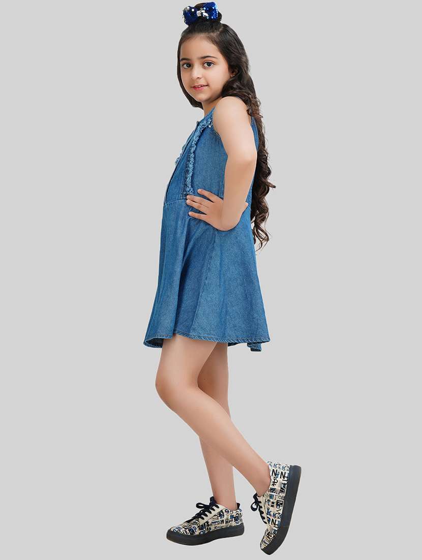 Girls Blue Cotton A-line Dress - 22473748 -  Standard Image - 5