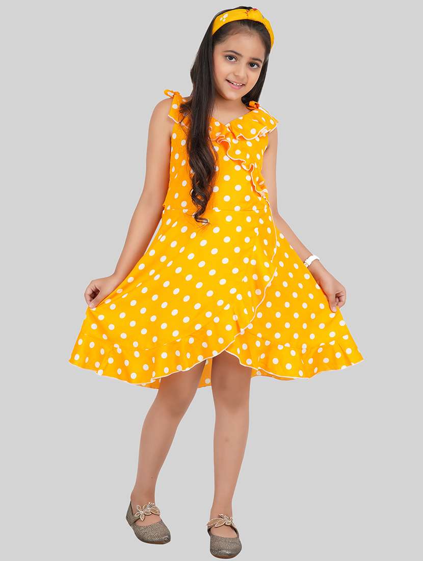 Girl Yellow Polyester Fit & Flare Dress - 22473769 -  Standard Image - 3