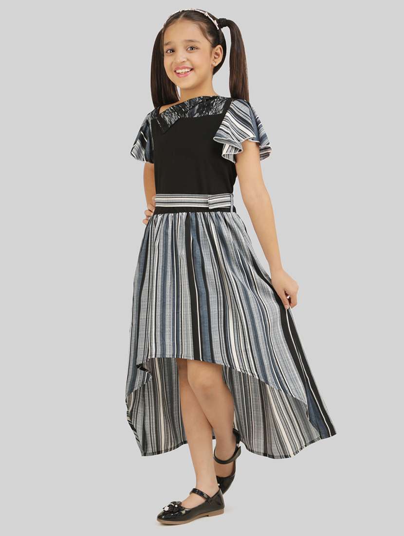 girls black polyester fit & flare dress - 22473771 -  Standard Image - 3