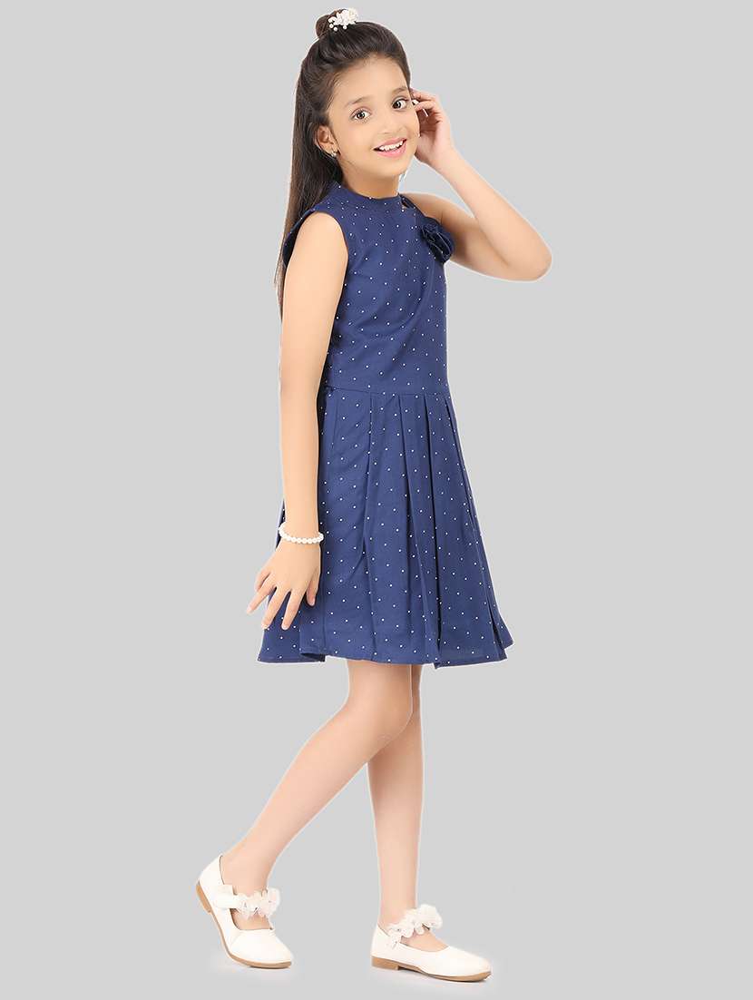 girl blue polyester fit & flare dress - 22473783 -  Standard Image - 3