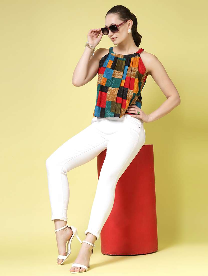 women printed green polyester regular top - 22473788 -  Standard Image - 5