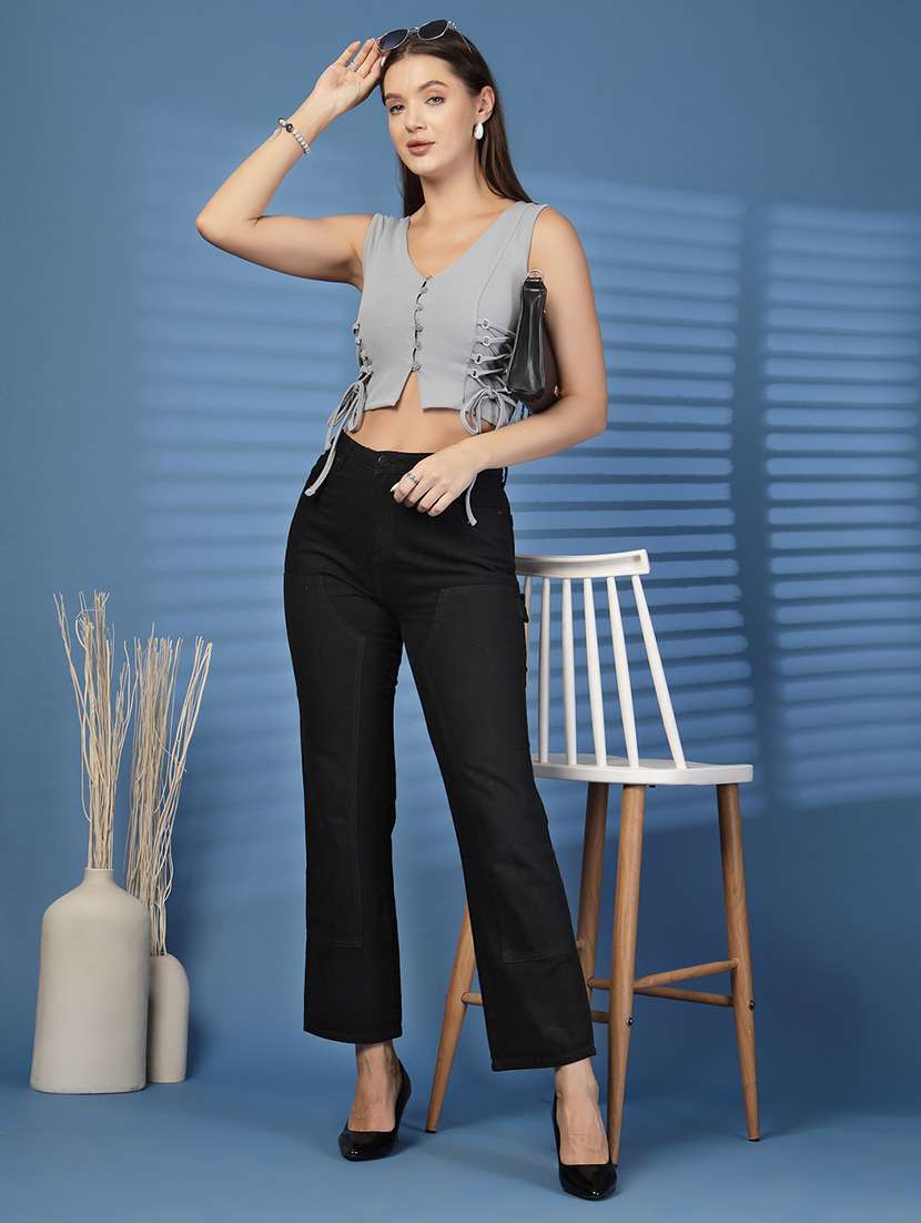 women solid grey cotton shirt top - 22473806 -  Standard Image - 5