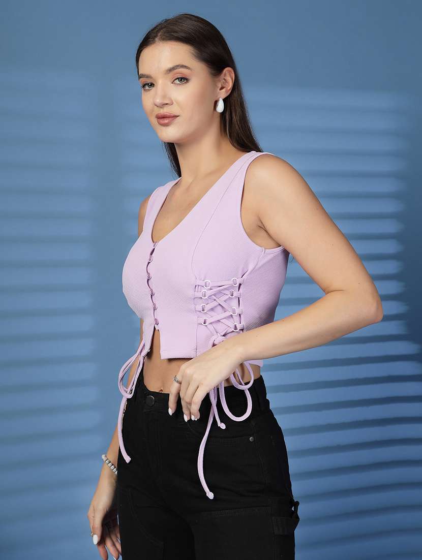 women solid purple cotton shirt top - 22473807 -  Standard Image - 3