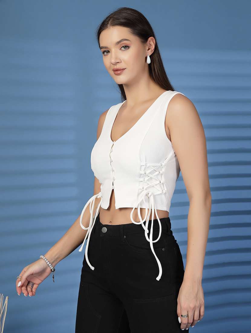 Women Solid White Cotton Shirt Top - 22473809 -  Standard Image - 3