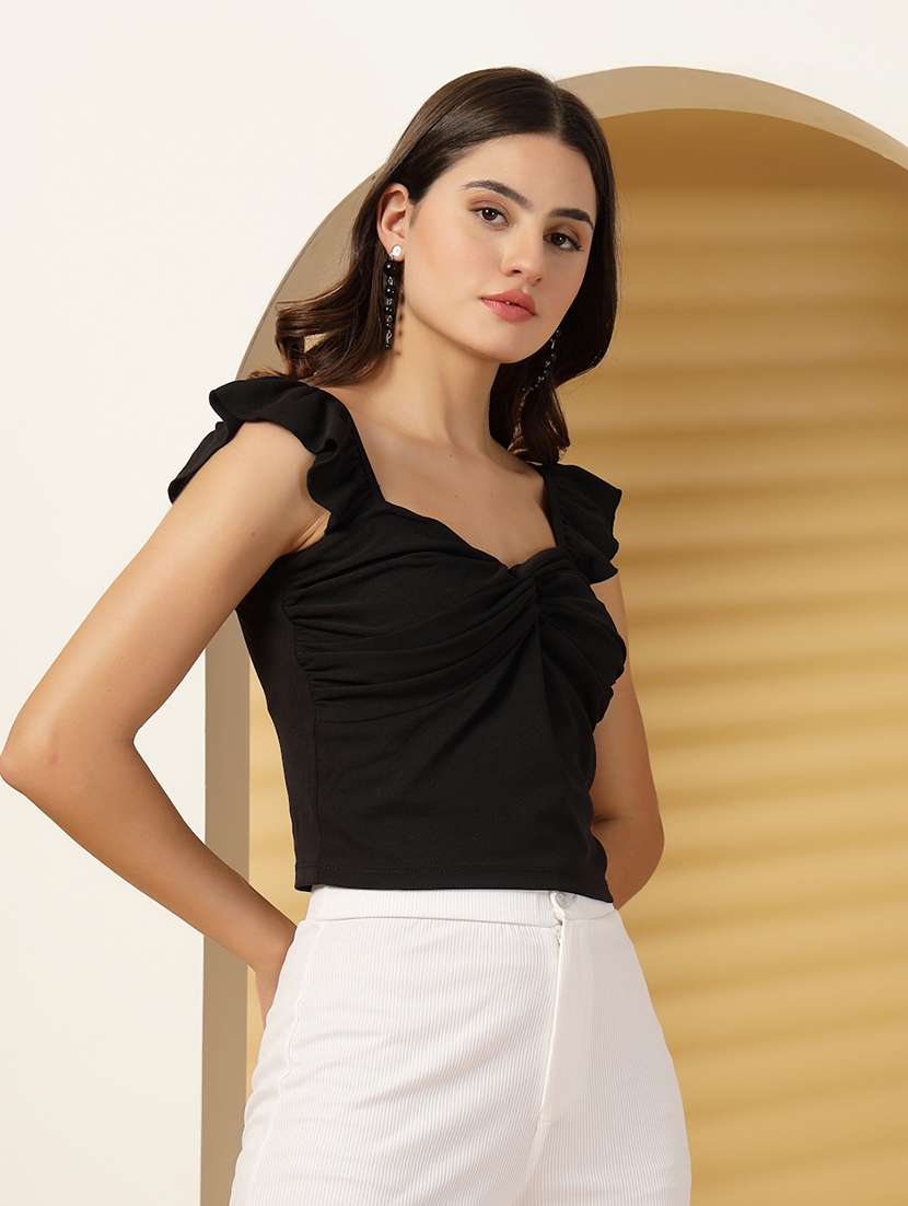 women solid sleeveless crop top