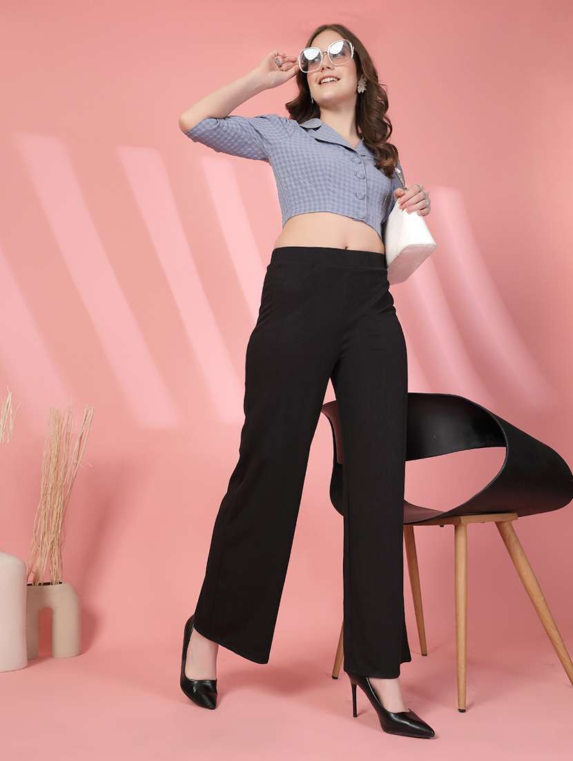 women heckered puff sleeve crop top - 22473842 -  Standard Image - 5