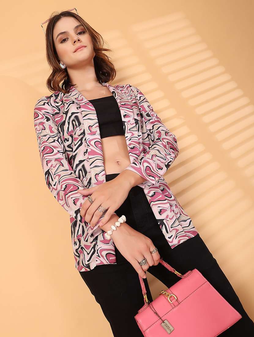 women pink cotton casual blazer - 22473850 -  Standard Image - 5