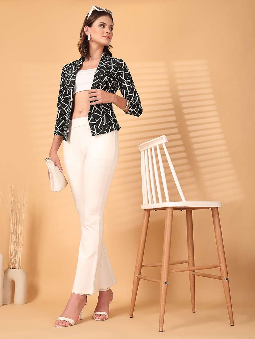 women printed black polyester casual blazer - 22473853 -  Standard Image - 5