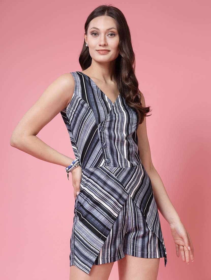 women striped sleeveless romper