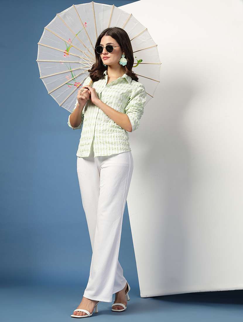 Women Checks Green Viscose Regular Shirt - 22473897 -  Standard Image - 5