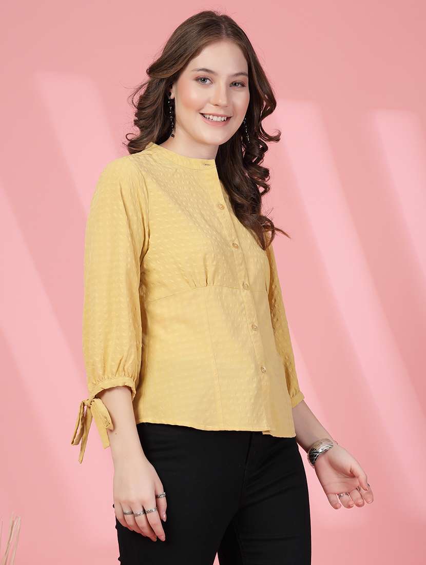 women checks yellow viscose regular shirt - 22473904 -  Standard Image - 3