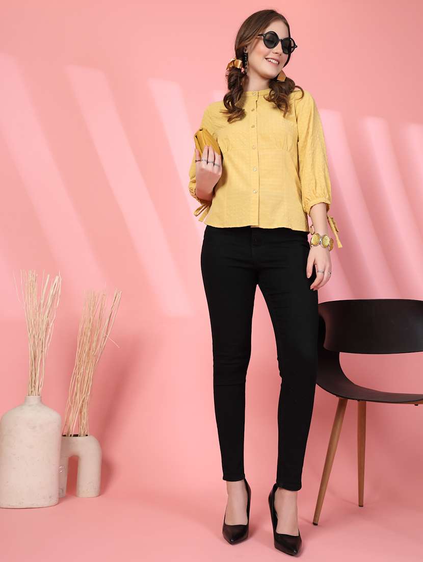 women checks yellow viscose regular shirt - 22473904 -  Standard Image - 5