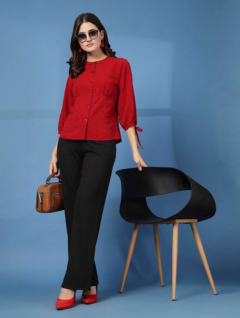 women checks red viscose regular shirt - 22473906 -  Standard Image - 5