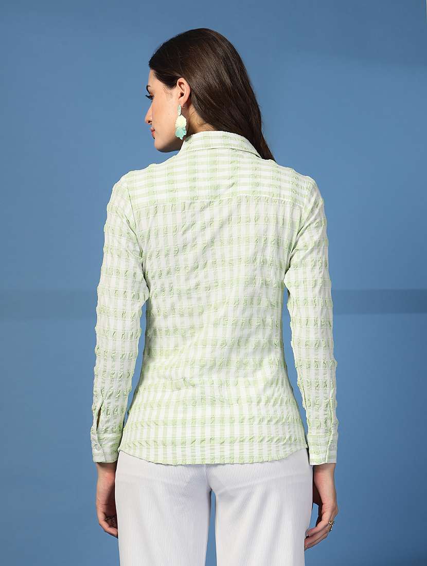 women checks green viscose regular shirt - 22473907 -  Standard Image - 3