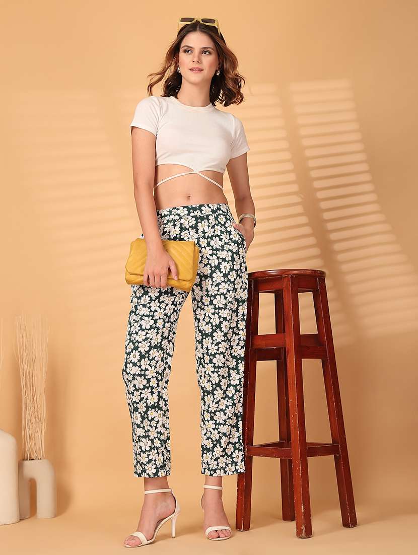 women green polyester palazzo - 22473910 -  Standard Image - 5