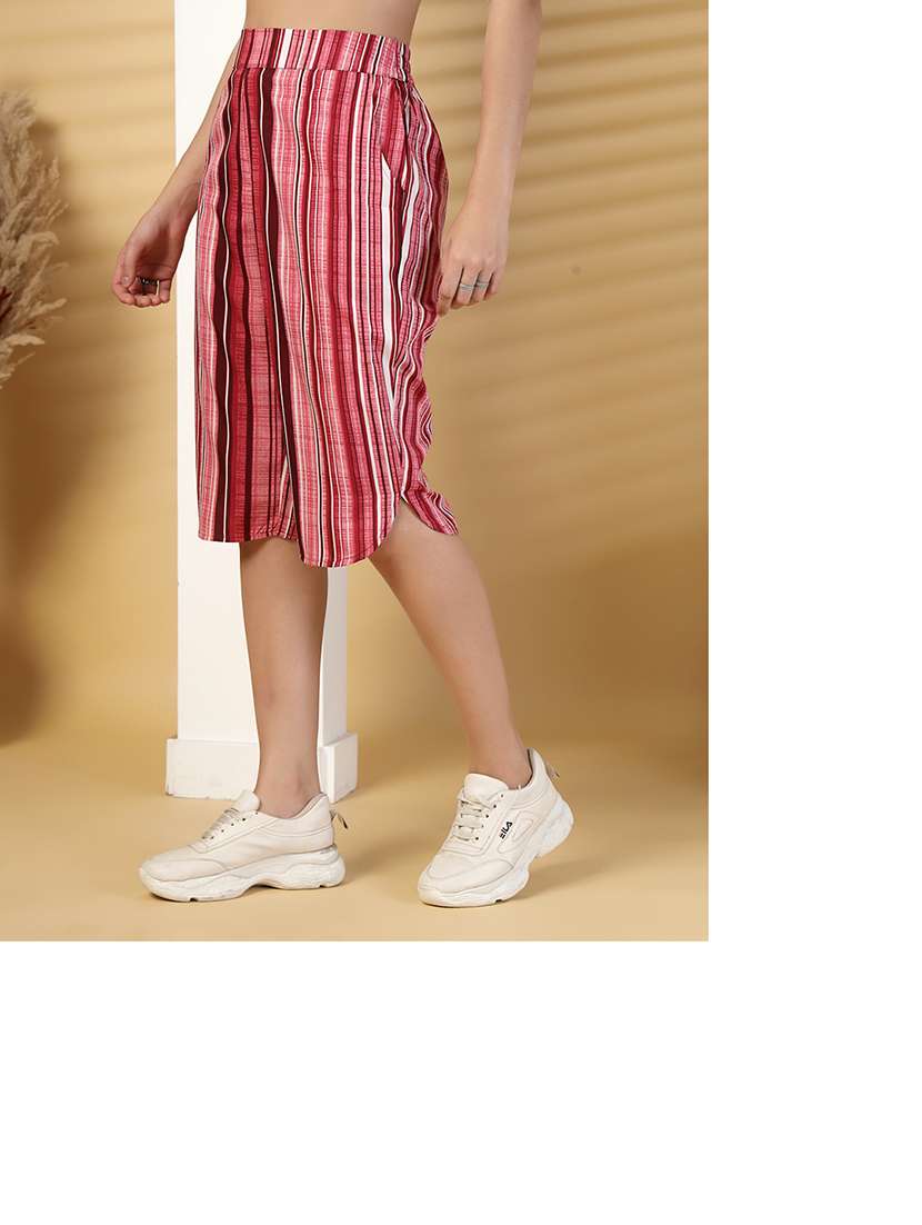 women stripes pink polyester capri capri - 22473924 -  Standard Image - 3