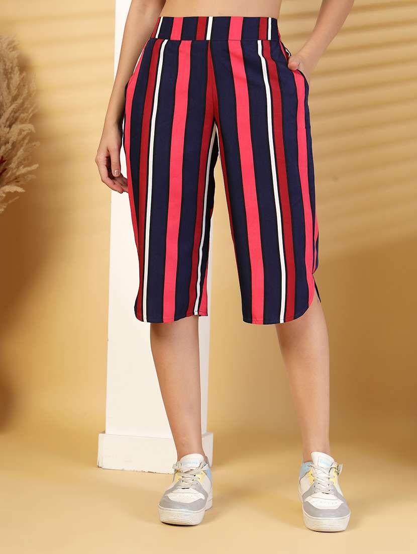 women multi polyester capri capri