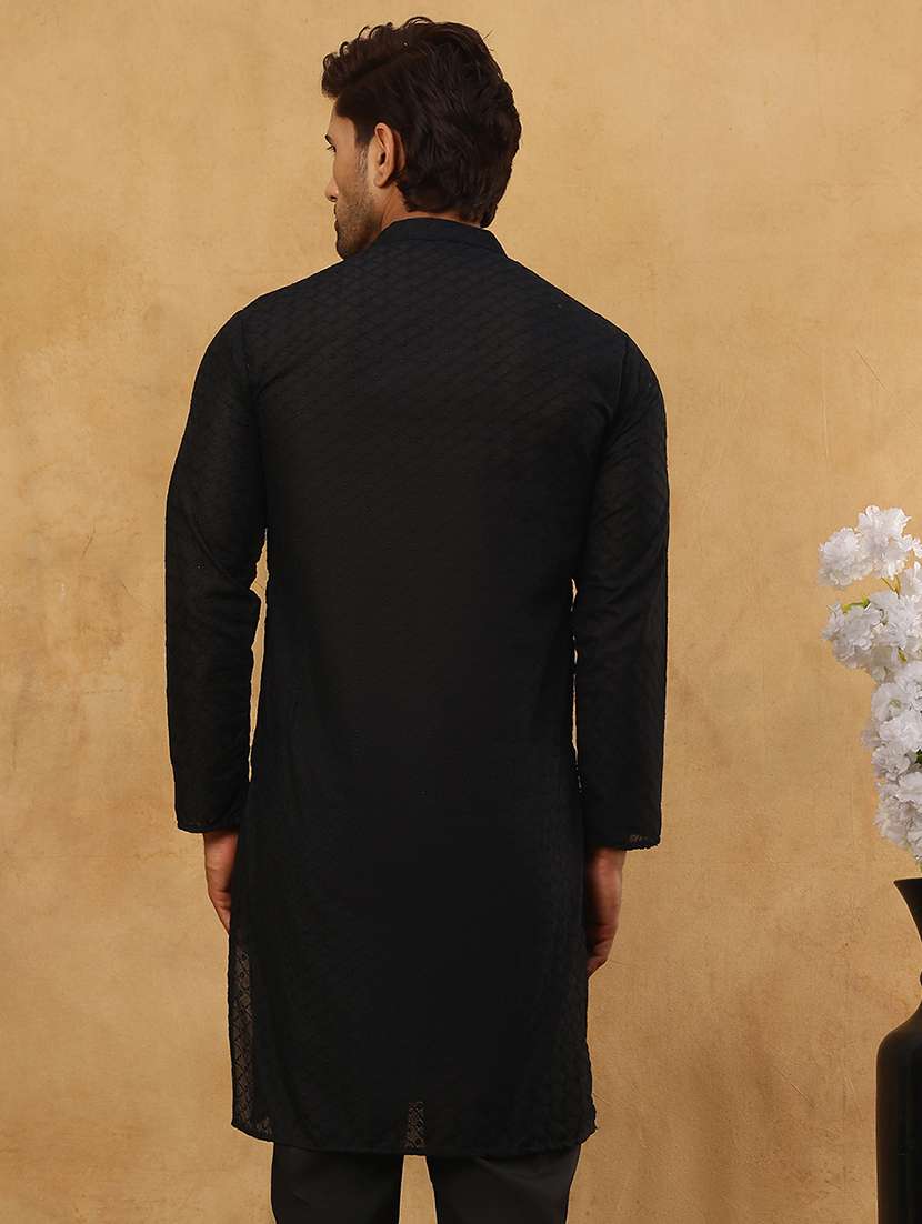 men black cotton long kurtas kurta - 22476932 -  Standard Image - 5