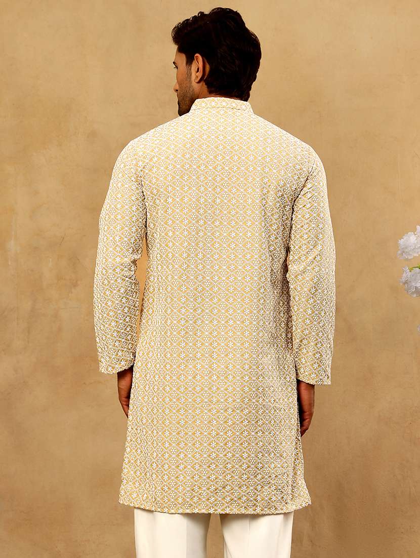 men embroidered long sleeve straight kurta - 22476934 -  Standard Image - 5