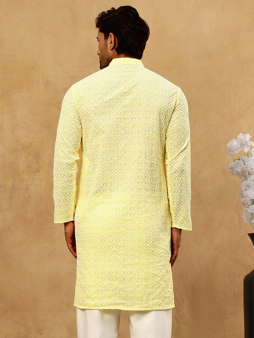 men embroidered long sleeve straight kurta - 22476938 -  Standard Image - 5