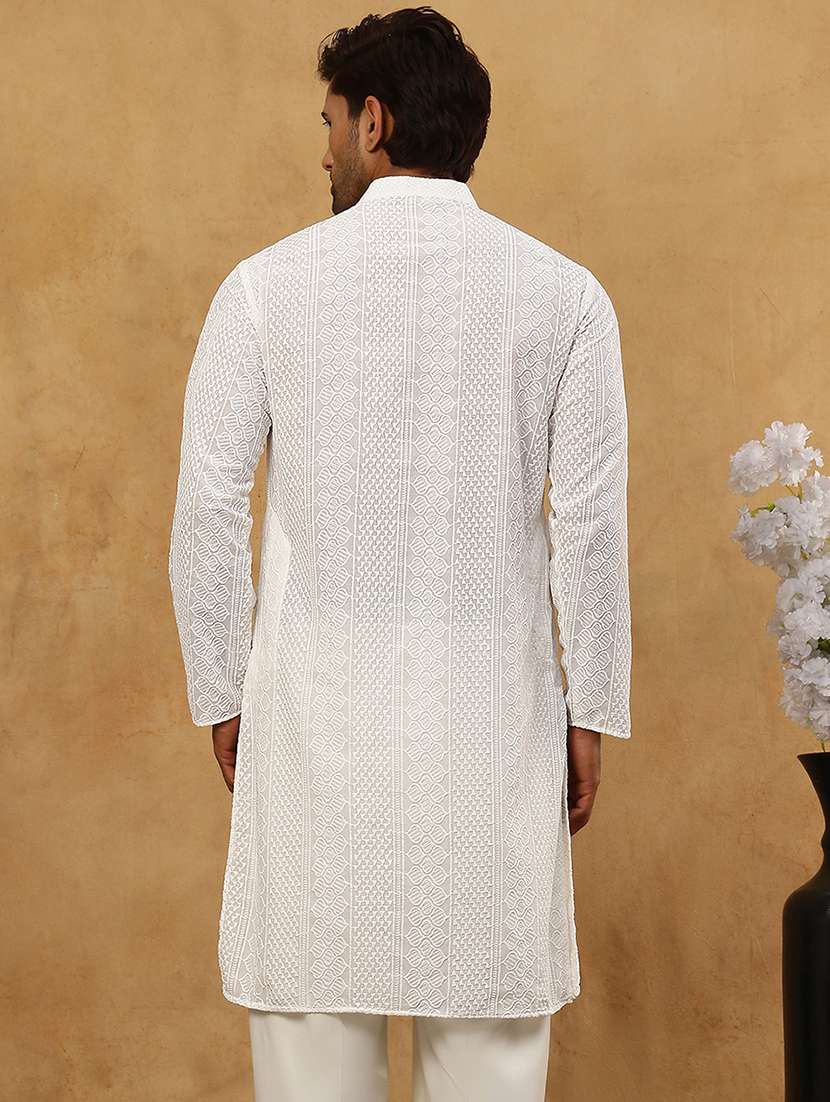 men embroidered long sleeve straight kurta - 22476939 -  Standard Image - 5