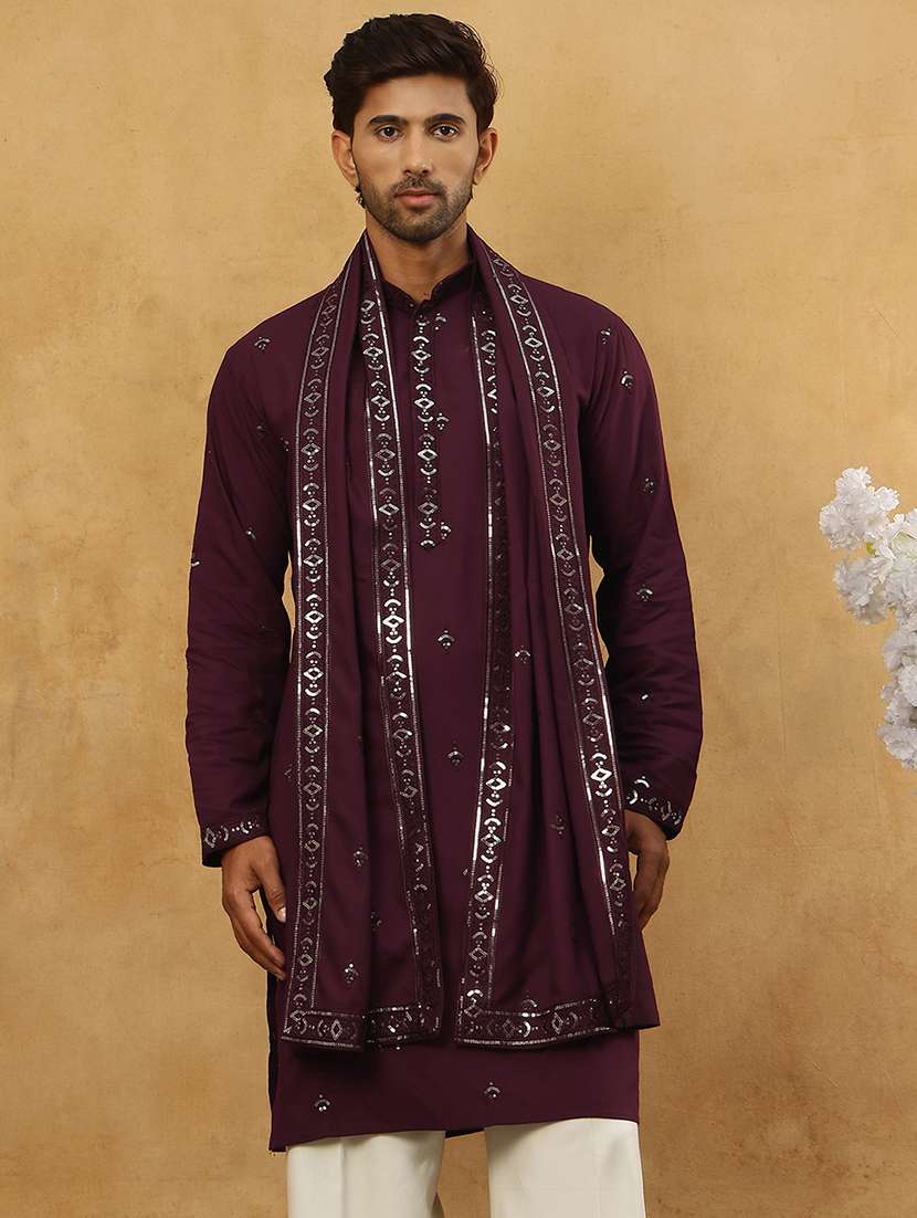 men embellished long sleeve straight kurta - 22476947 -  Standard Image - 3
