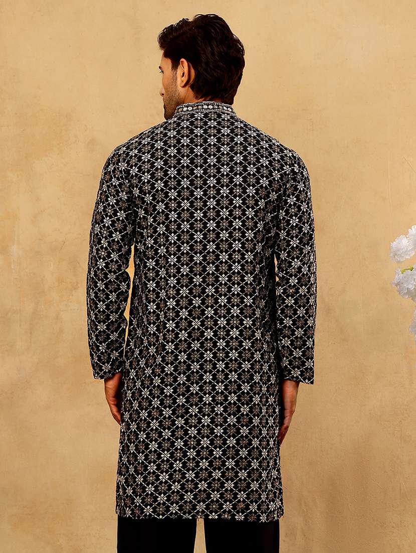 men black viscose long kurtas kurta - 22476948 -  Standard Image - 5