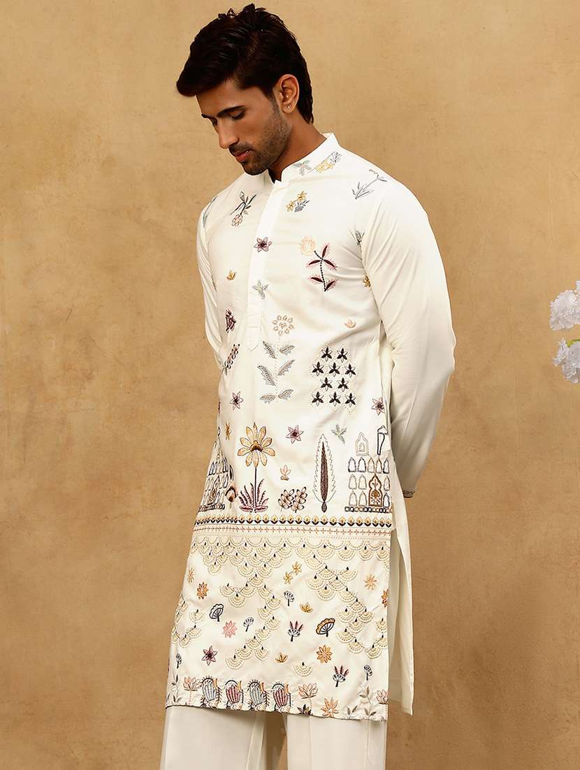 men embroidered long sleeve straight kurta - 22476951 -  Standard Image - 3