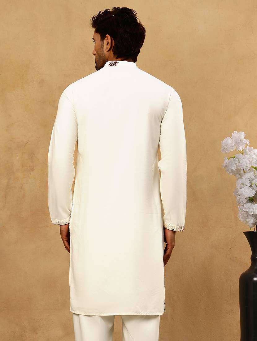 men embroidered long sleeve straight kurta - 22476951 -  Standard Image - 5