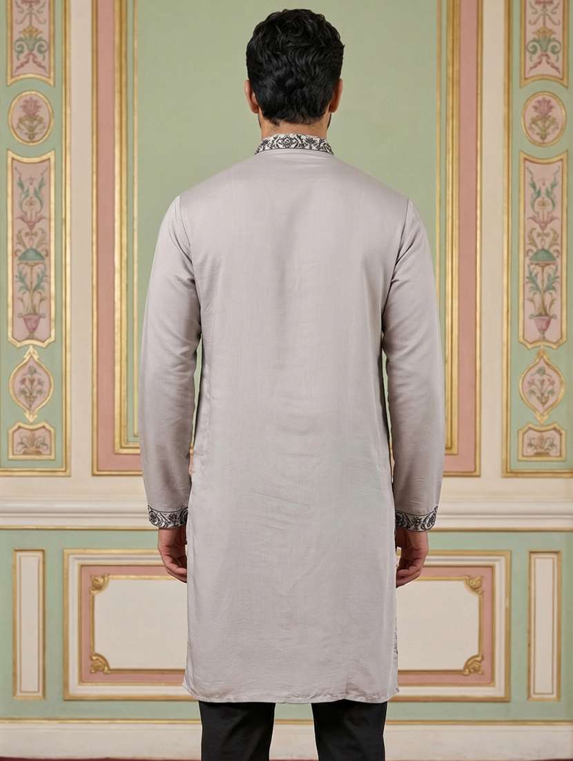 Men Embroidered Long Sleeve Straight Kurta - 22476953 -  Standard Image - 5