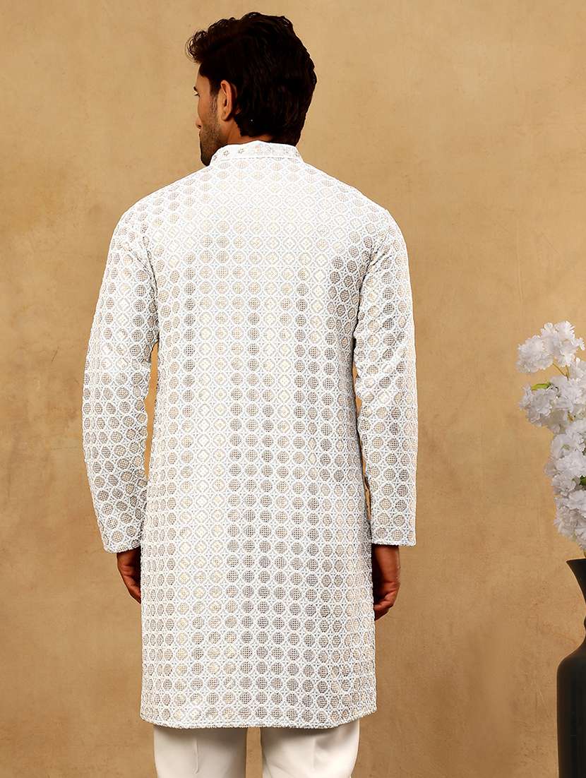 men grey viscose long kurtas kurta - 22476955 -  Standard Image - 5
