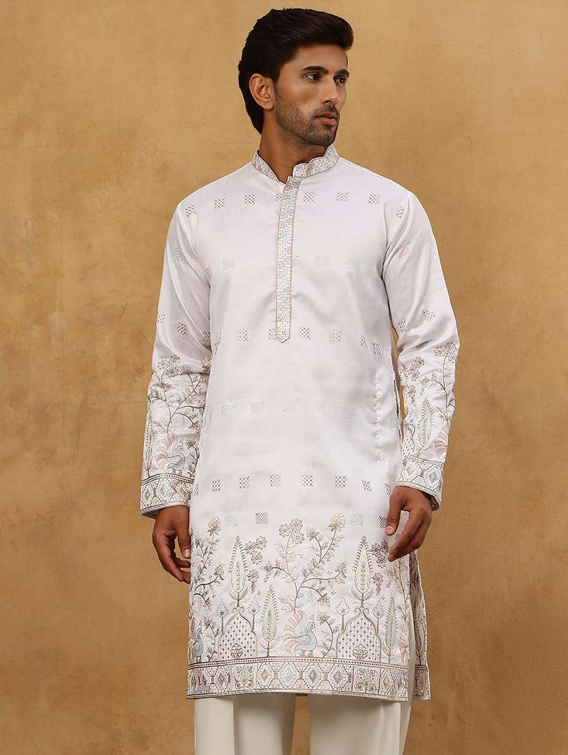 Men Embroidered Long Sleeve Straight Kurta - 22476960 -  Standard Image - 3