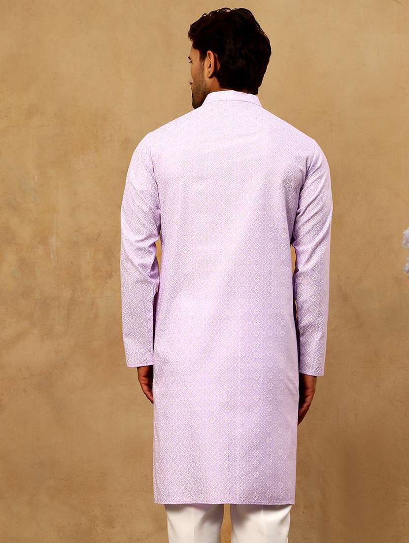 Men Purple Cotton Long Kurtas Kurta - 22476966 -  Standard Image - 5