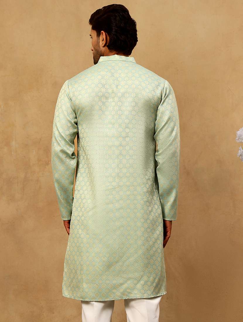 men green cotton long kurtas kurta - 22476975 -  Standard Image - 5