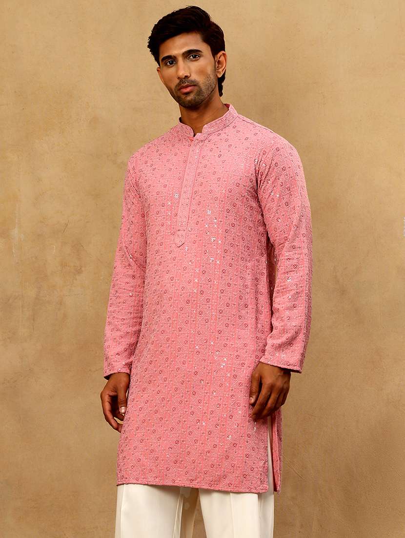men embroidered long sleeve straight kurta - 22477004 -  Standard Image - 3