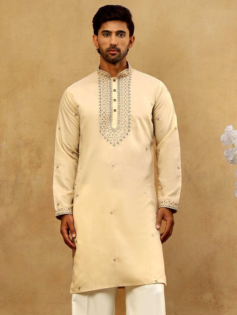 Men Embroidered Long Sleeve Straight Kurta - 22477006 -  Standard Image - 3