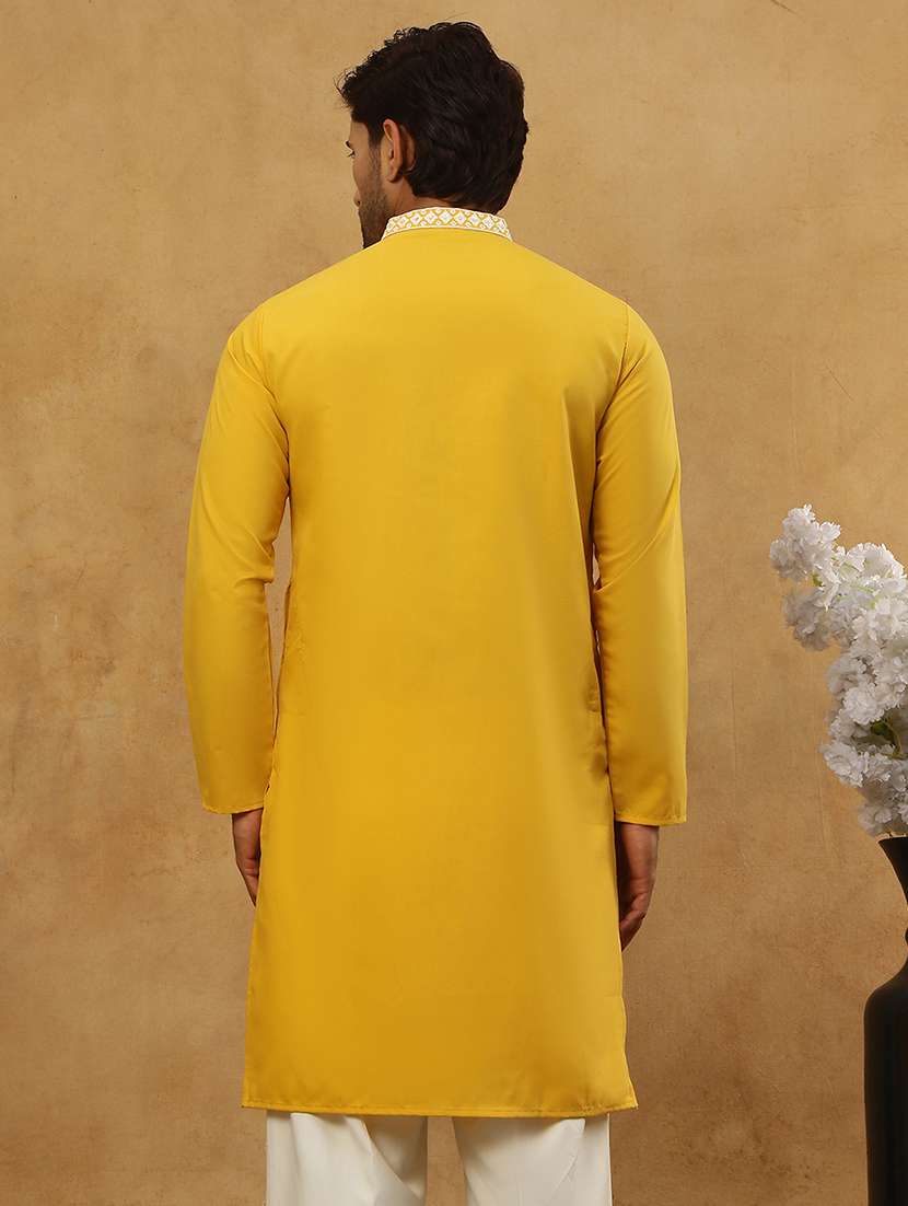 men embroidered long sleeve straight kurta - 22477009 -  Standard Image - 5