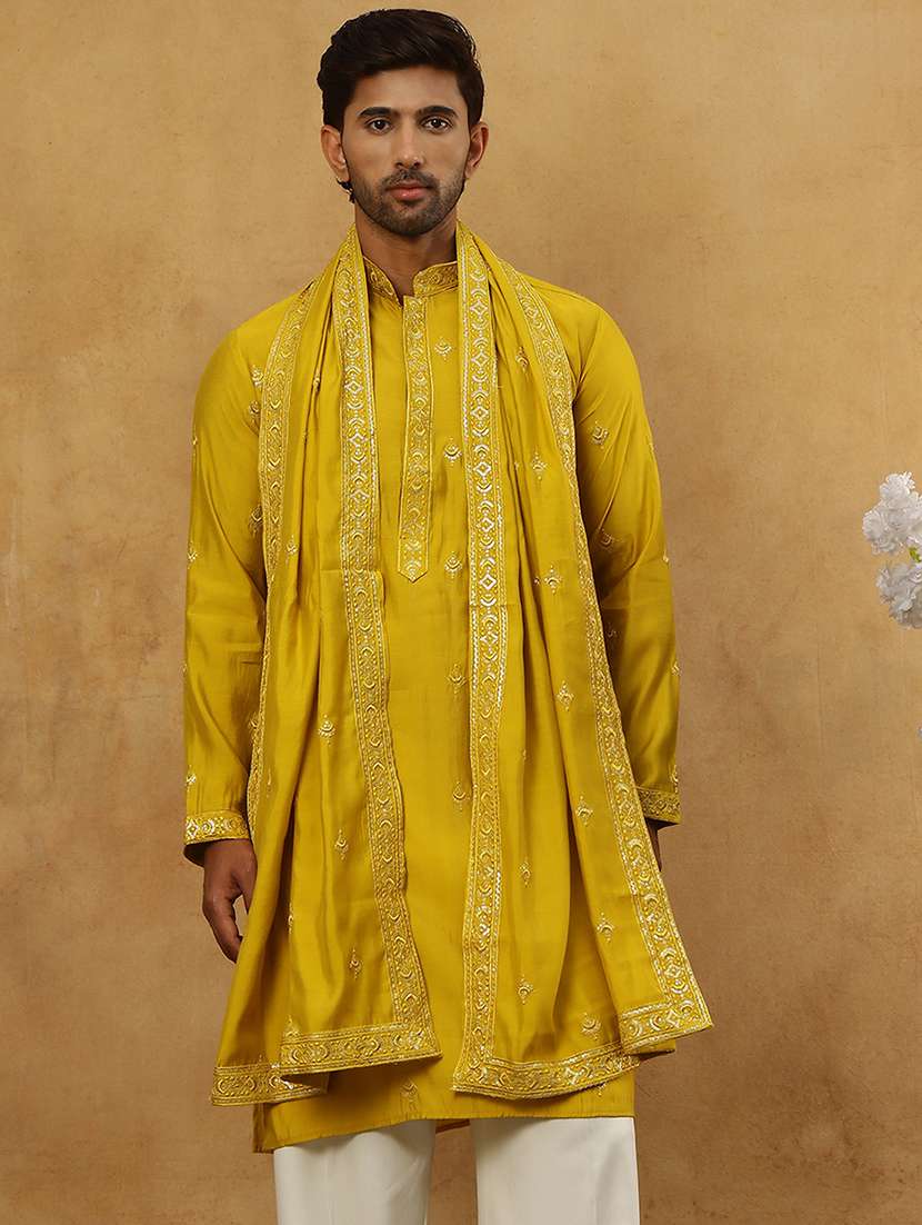 Men Embroidered Long Sleeve Straight Kurta - 22477011 -  Standard Image - 3