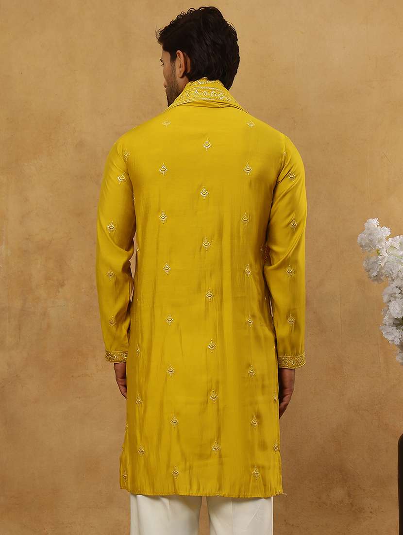 Men Embroidered Long Sleeve Straight Kurta - 22477011 -  Standard Image - 5