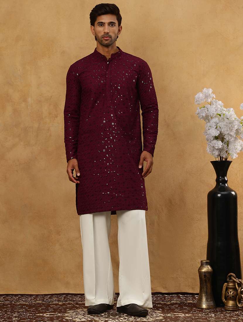 men embroidered long sleeve ethnic set - 22477052 -  Standard Image - 3