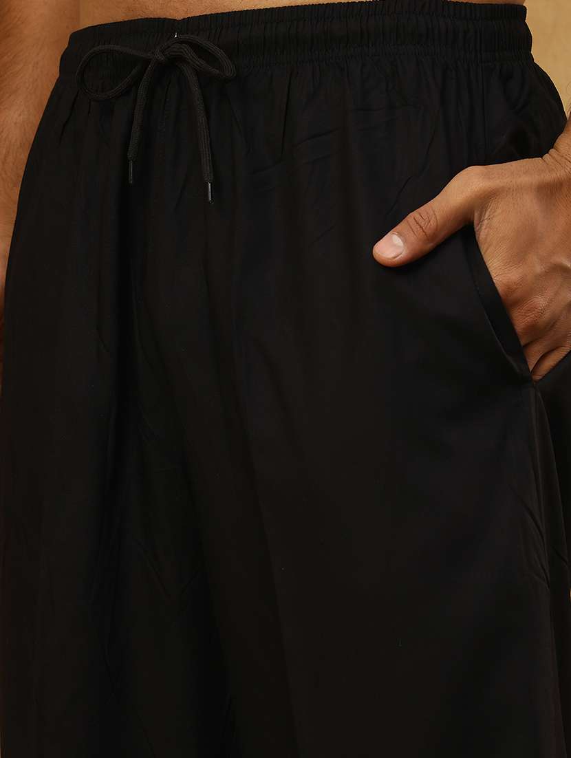 men black silk blend kurta pyjama ethnic wear set - 22477064 -  Standard Image - 5