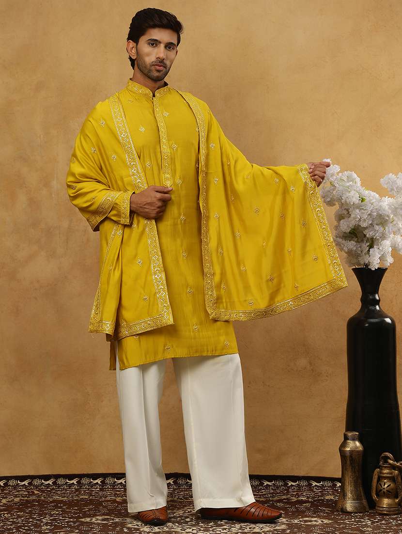 men embroidered long sleeve ethnic set