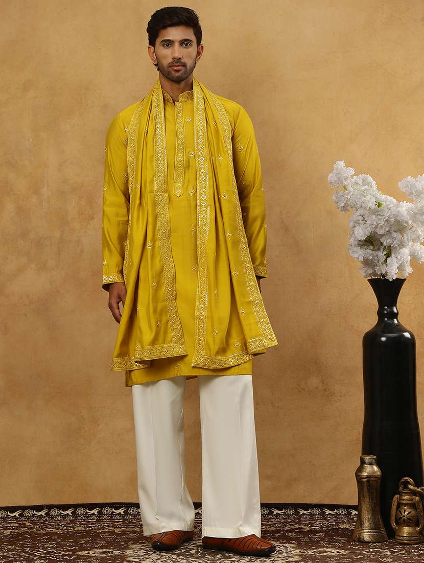men embroidered long sleeve ethnic set - 22477065 -  Standard Image - 3